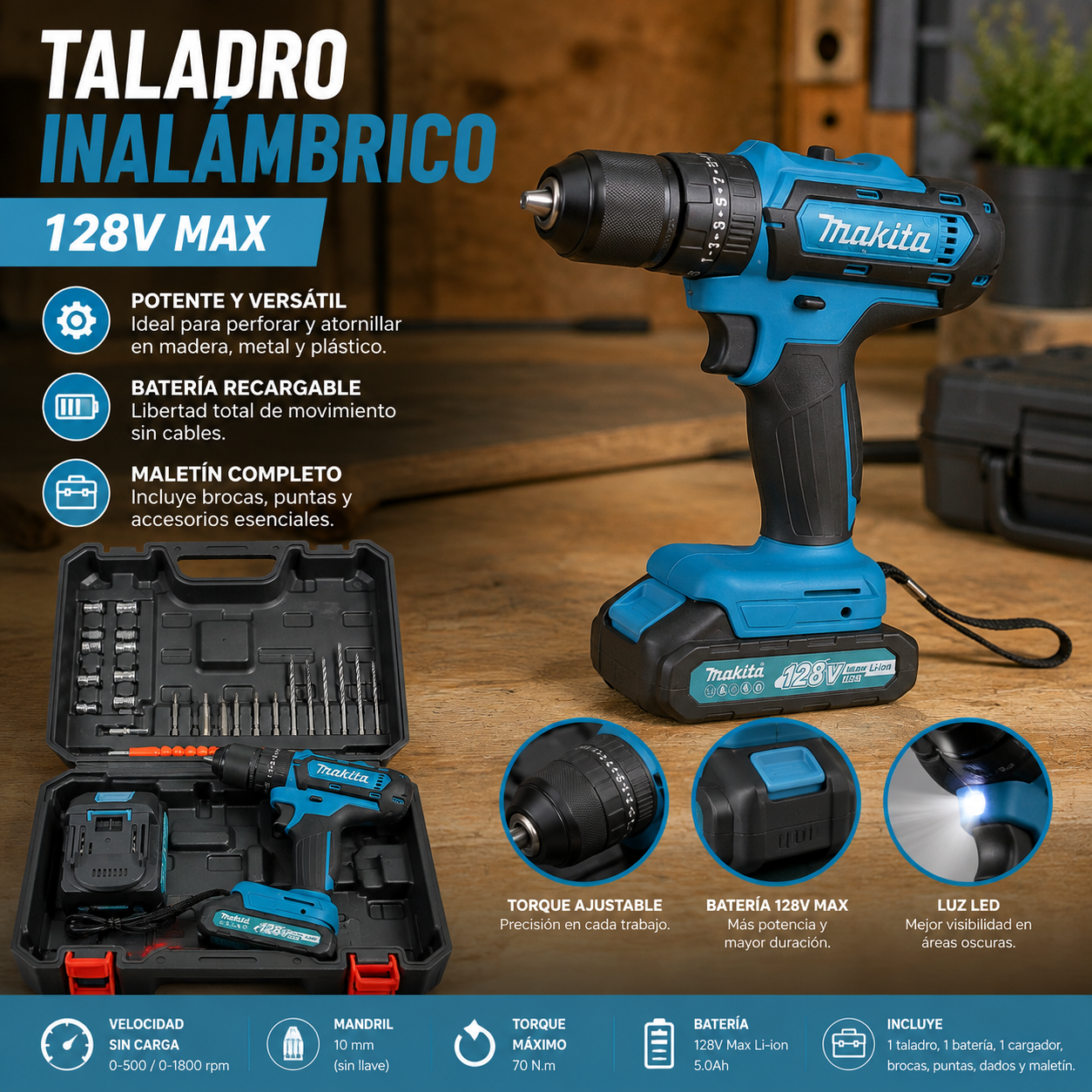TALADRO Makita 128V P/D