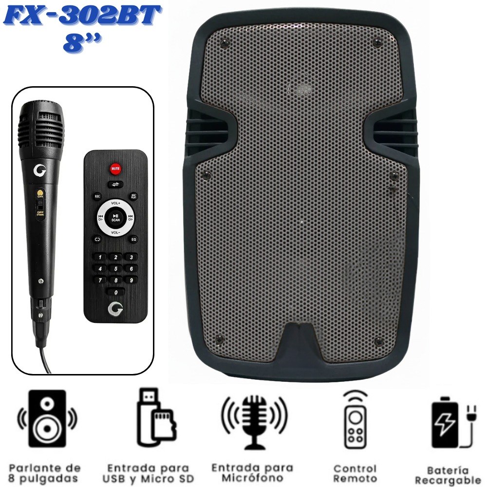 Cabina De Sonido Parlante Fx-302Bt 8 Pul