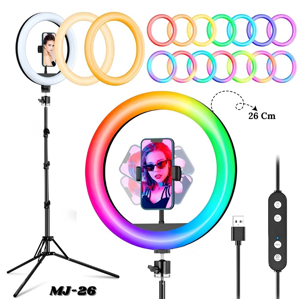 Aro De Luz Led Calida Y Rgb 26 Cm  2.1 M