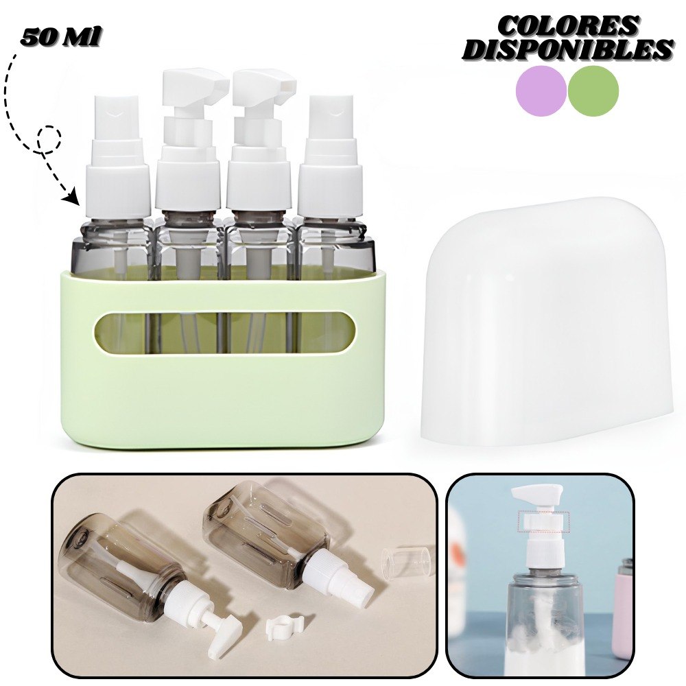 Kit X4 Recipientes Botellas Viaje 50ML