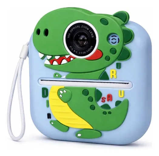Camara Kids Con Impresora Dinosaurio