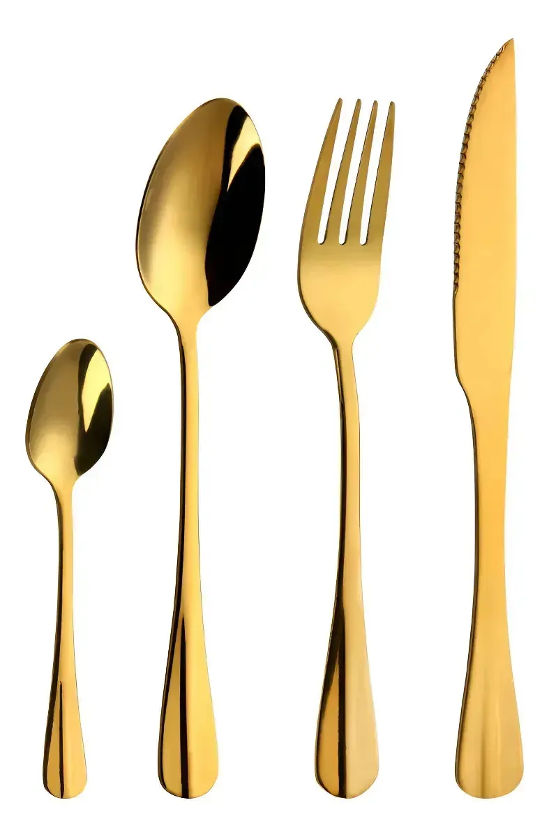 Set De Cubiertos X24 dorado lizos