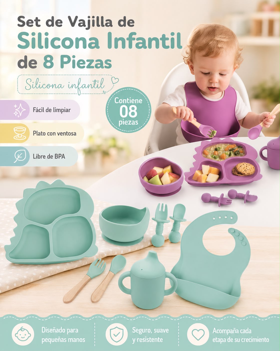 SET DE VAJILLA INFANTIL X8 PIEZAS