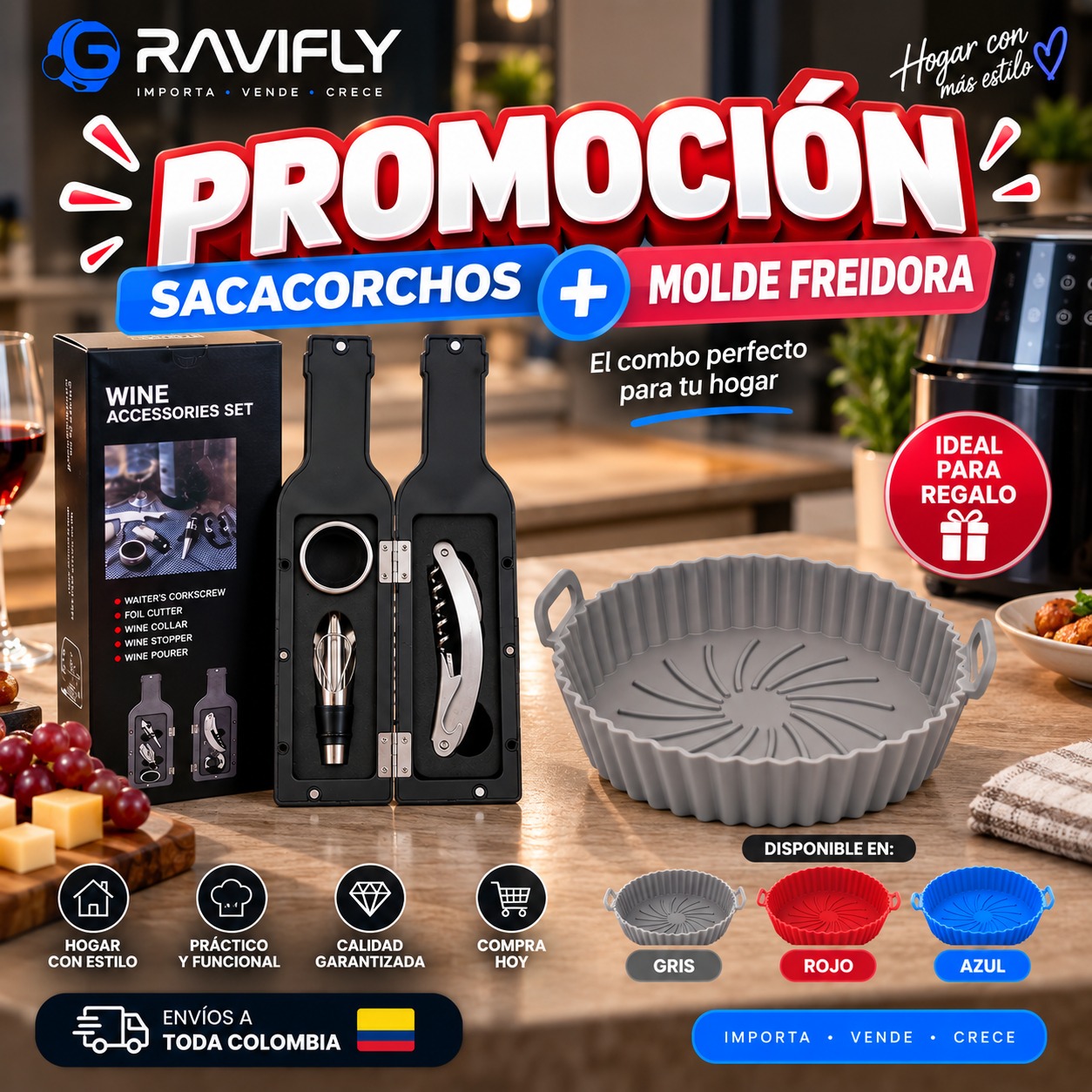 SACACORCHOS + MOLDE AIR FRYER