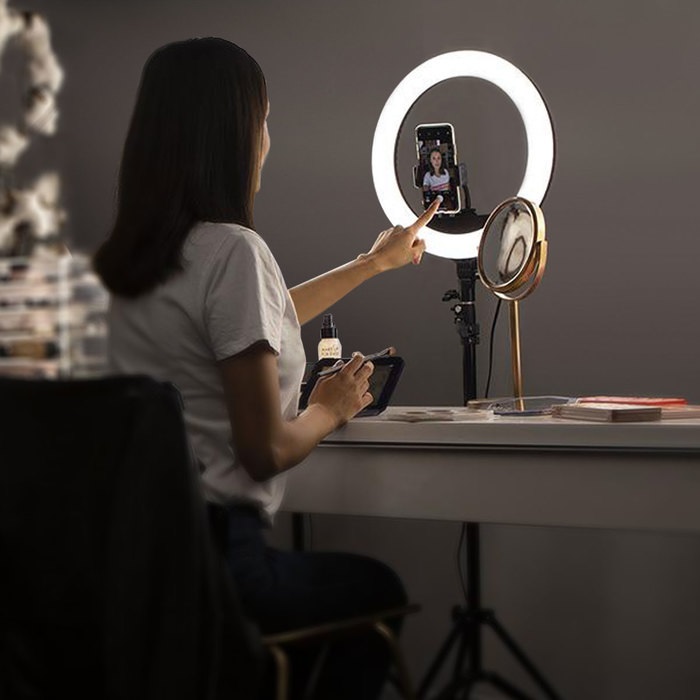 Miniatura 8 de Aro de luz LED 26 cm trípode 2m scelular