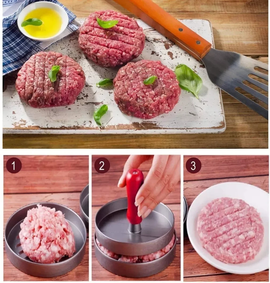 Miniatura 4 de Molde Prensa Para Hamburguesas En Alumin