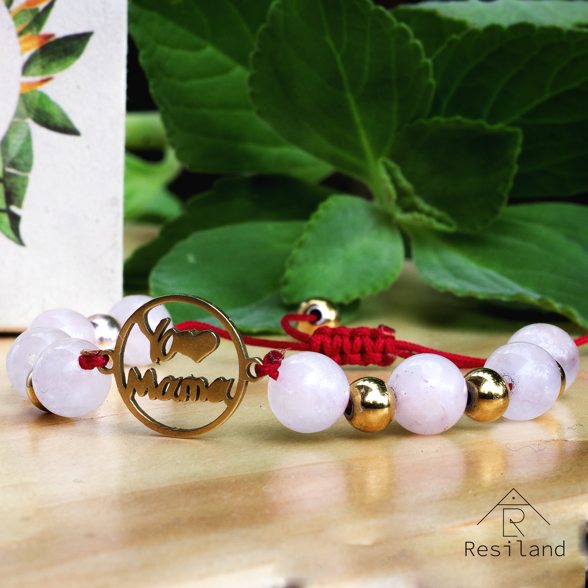 Pulsera de Cuarzo Rosa: Yo amo a mamá