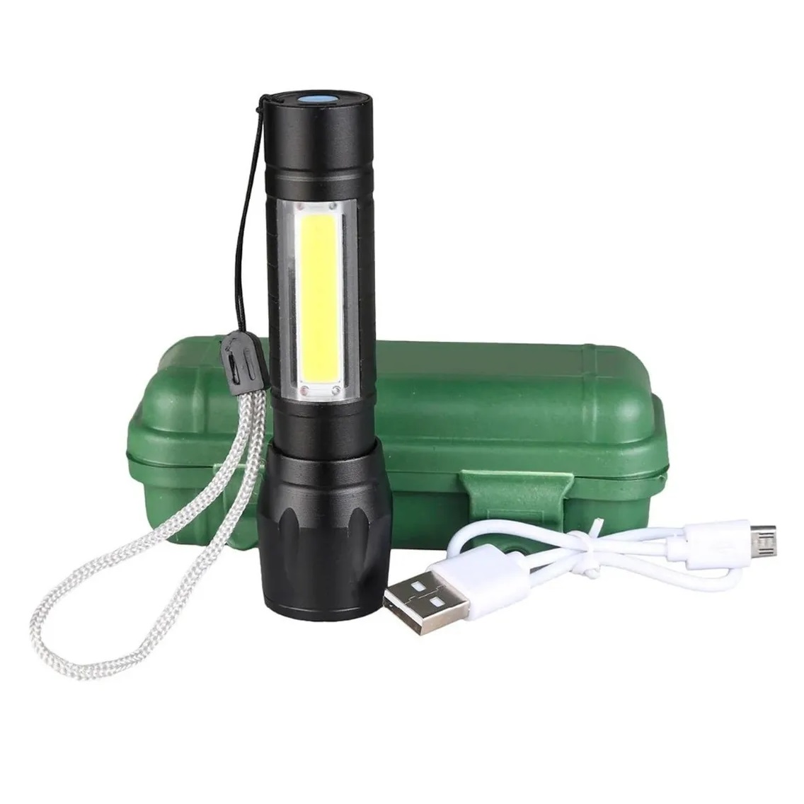 Linterna táctica LED recargable USB zoom