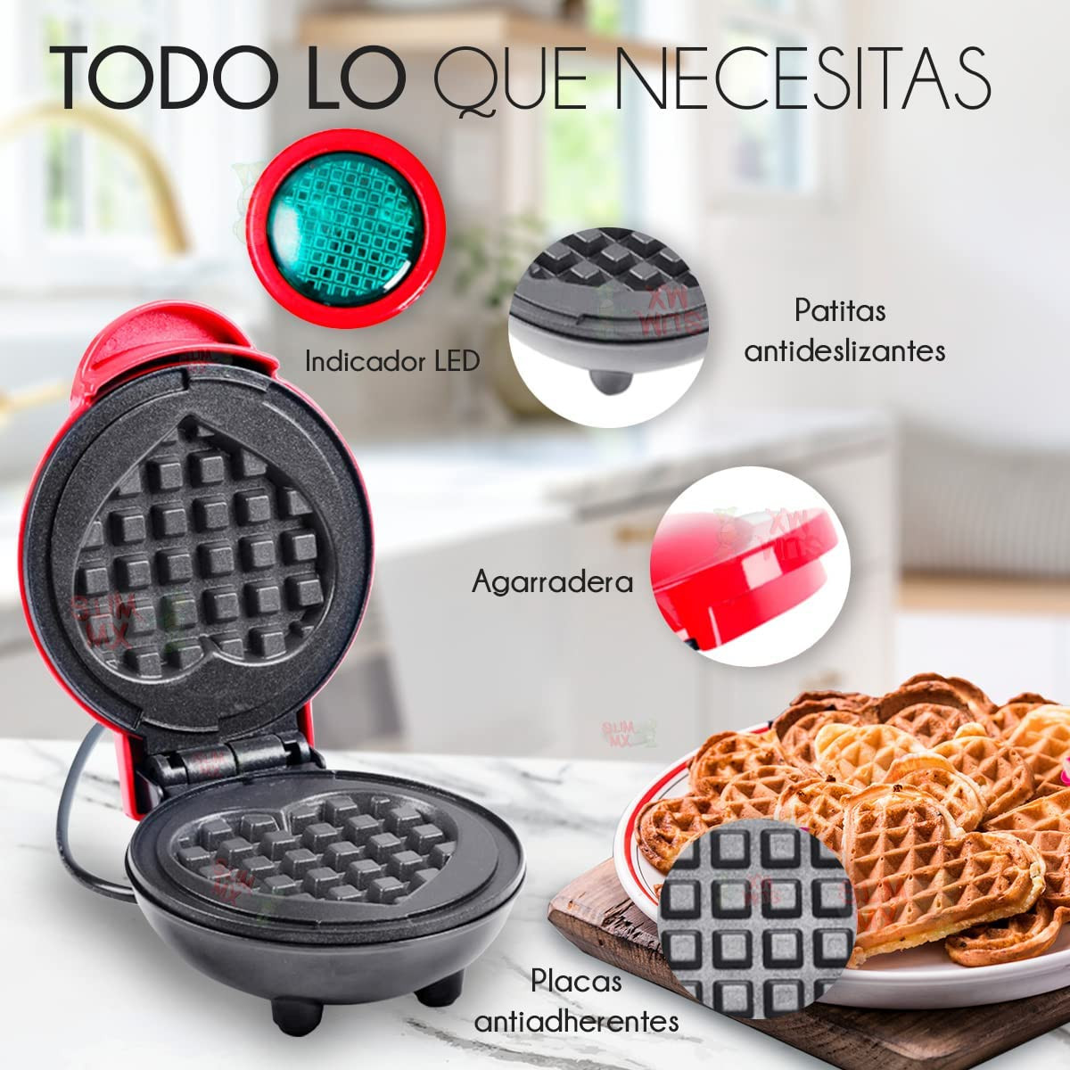 Miniatura 3 de Mini Waflera Eléctrica En Forma De Coraz