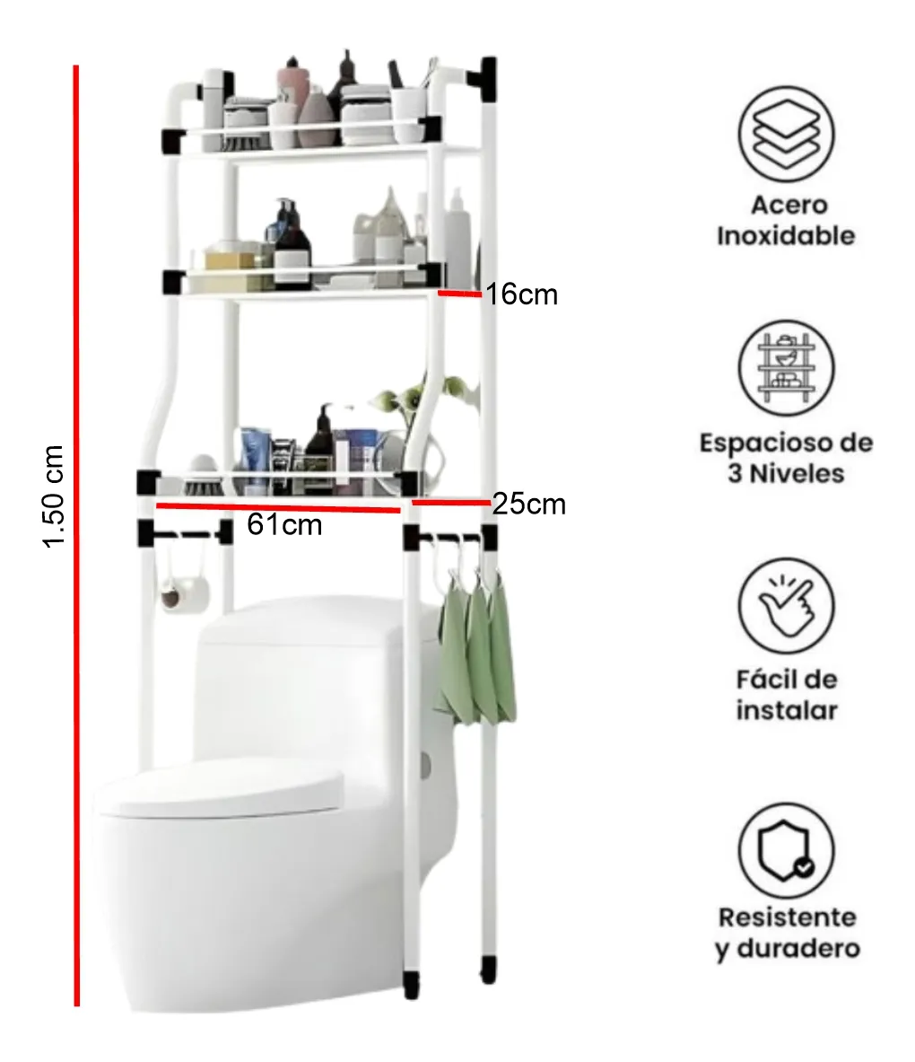Miniatura 2 de Organizador para baño 3 niveles