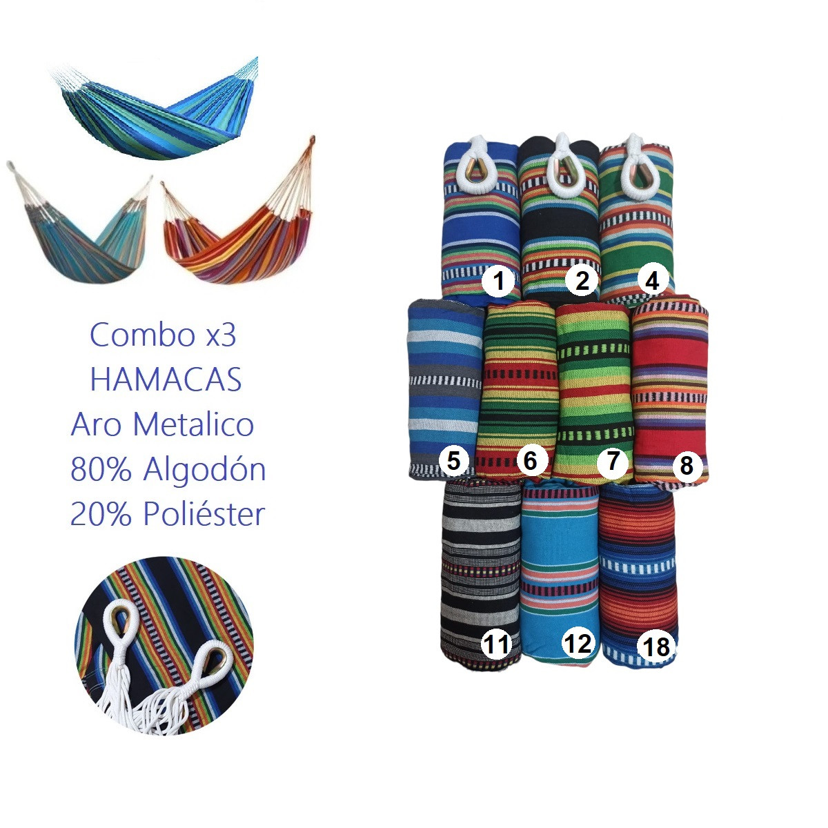 Oferta x3 Hamaca Líneas Múltiples Colore