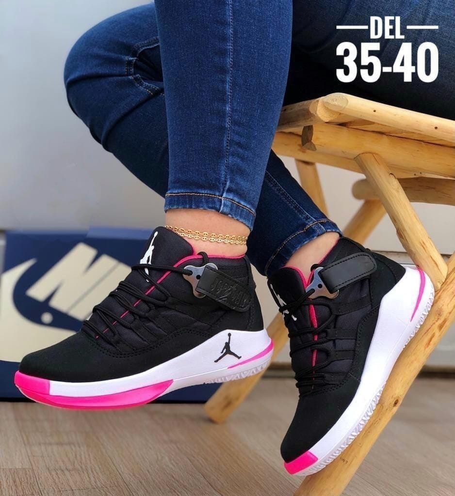 Botin Jordan Negro Fucsia Dama