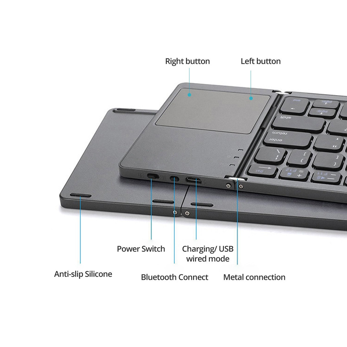 Teclado plegable touch pad recargable