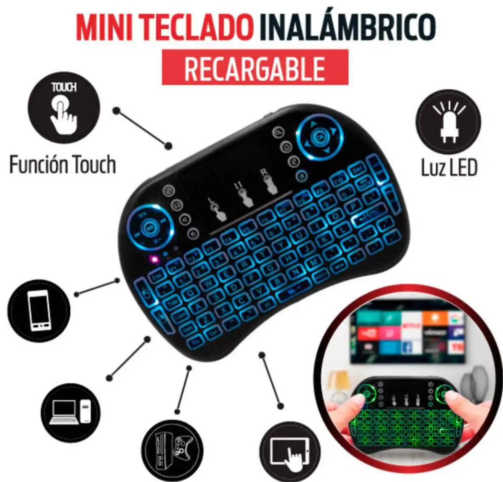 Mini Teclado Para Smart Tv RGB Inalambri