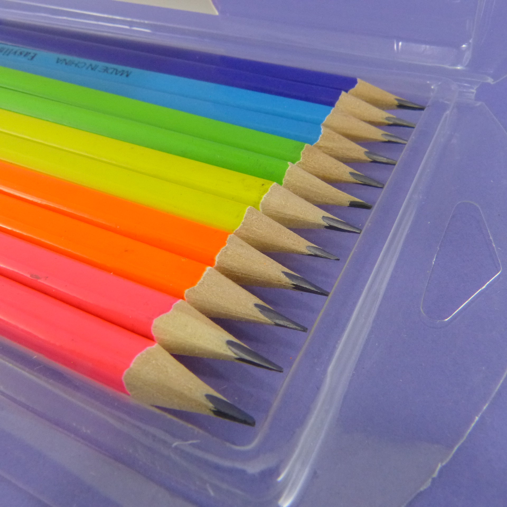 Caja de lápices madera fluorescente x 1