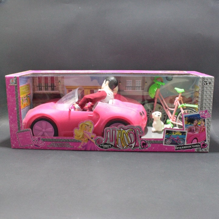 Barbie en carro mas bicicleta con acces
