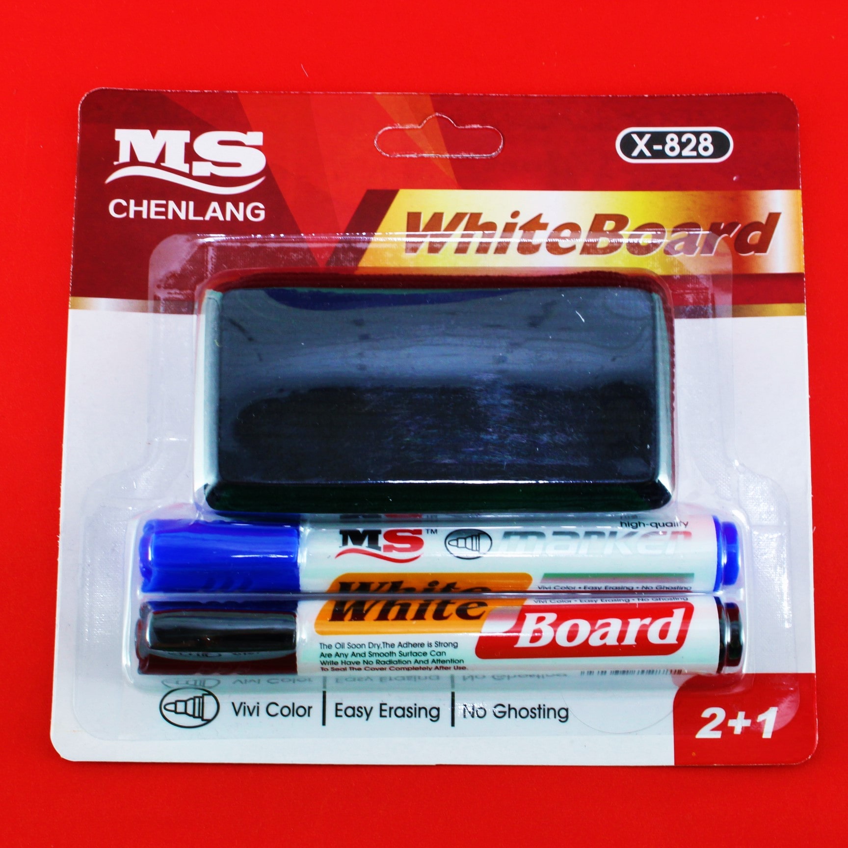 Marcador x2 azul y negro mas borrador