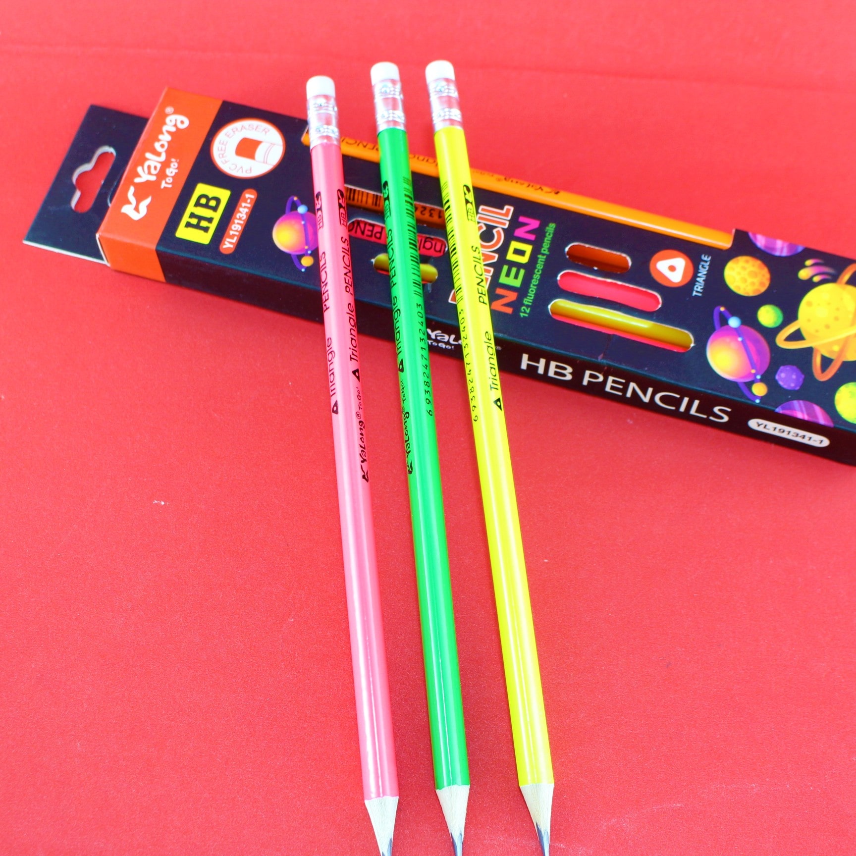 Lápiz hb neón triangulo x12 piezas