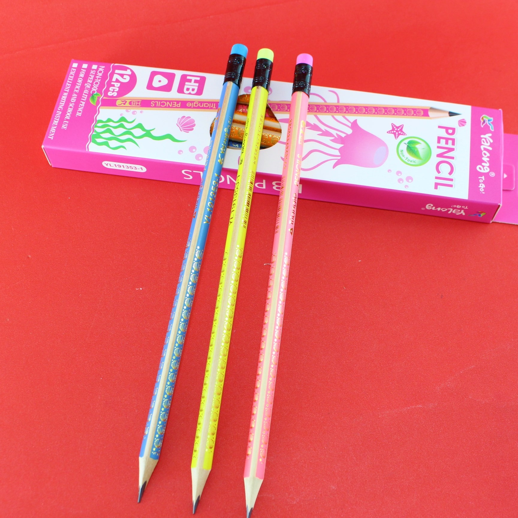 Lápiz HB triangulo especies del mar x12