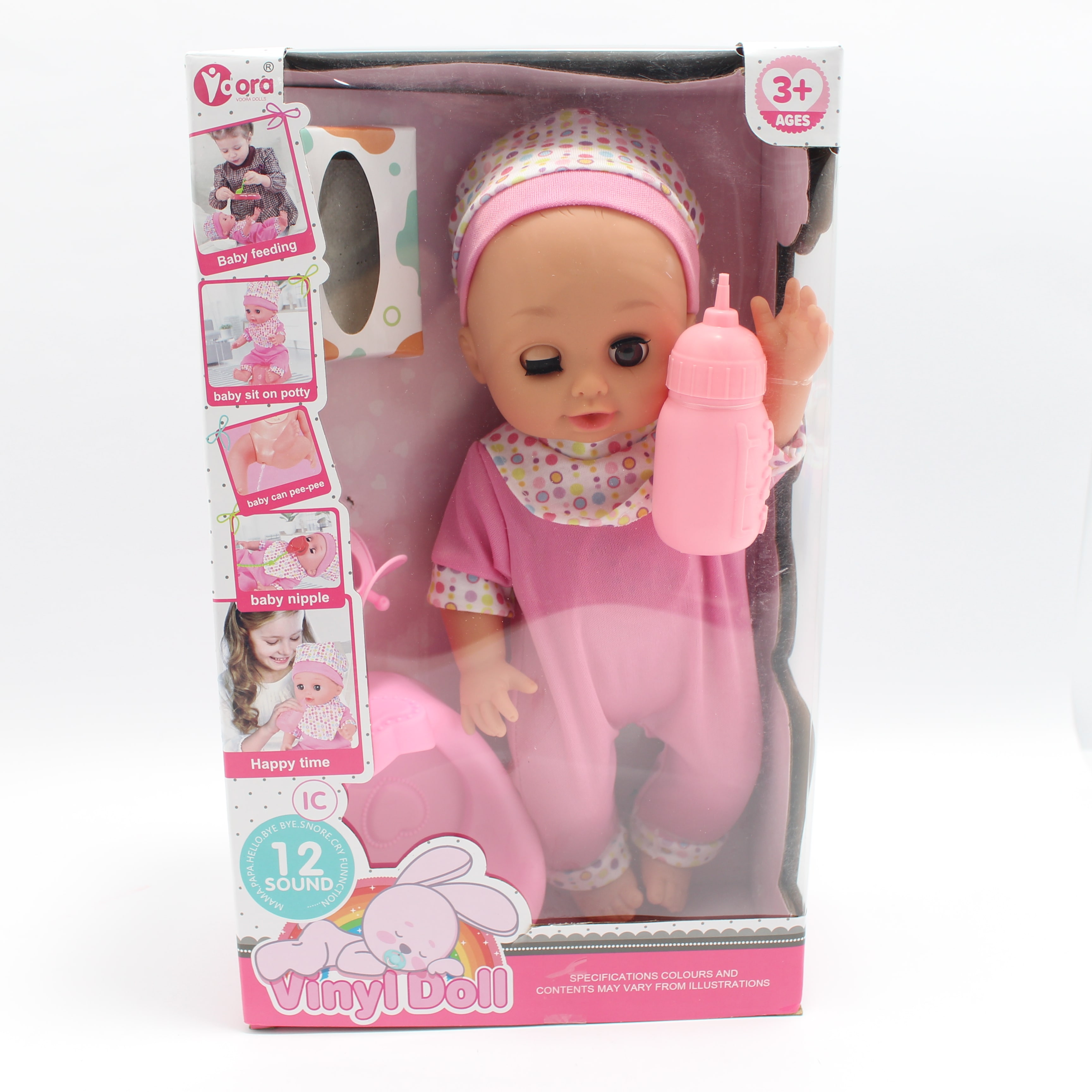 Muñeco Bebe toma biberon y orina + soni