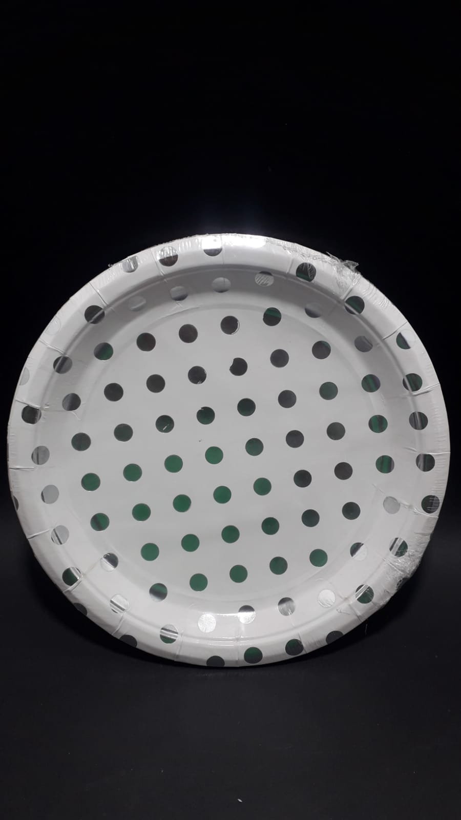 PLATO PUNTO PLATEADO 23CM