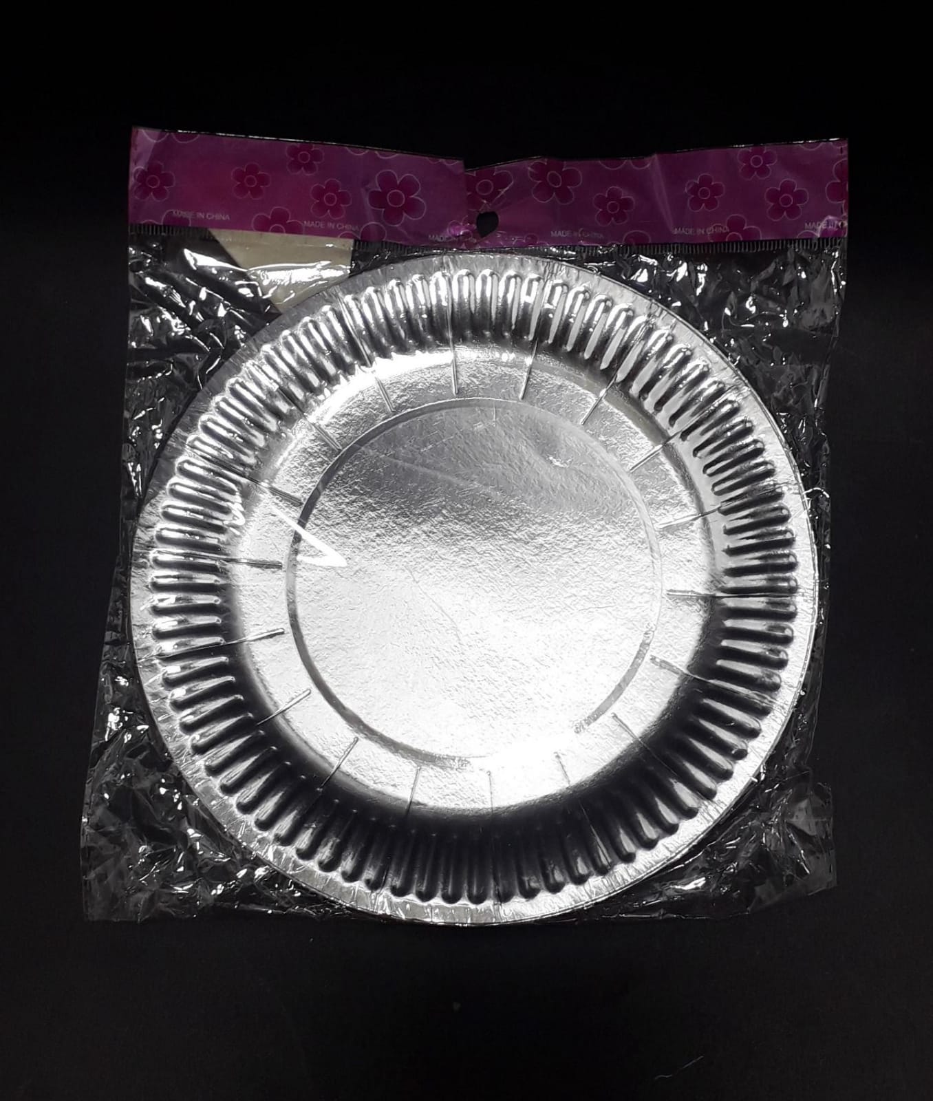 PLATO METALIZADO PLATEADO EN BOLSA 18 C
