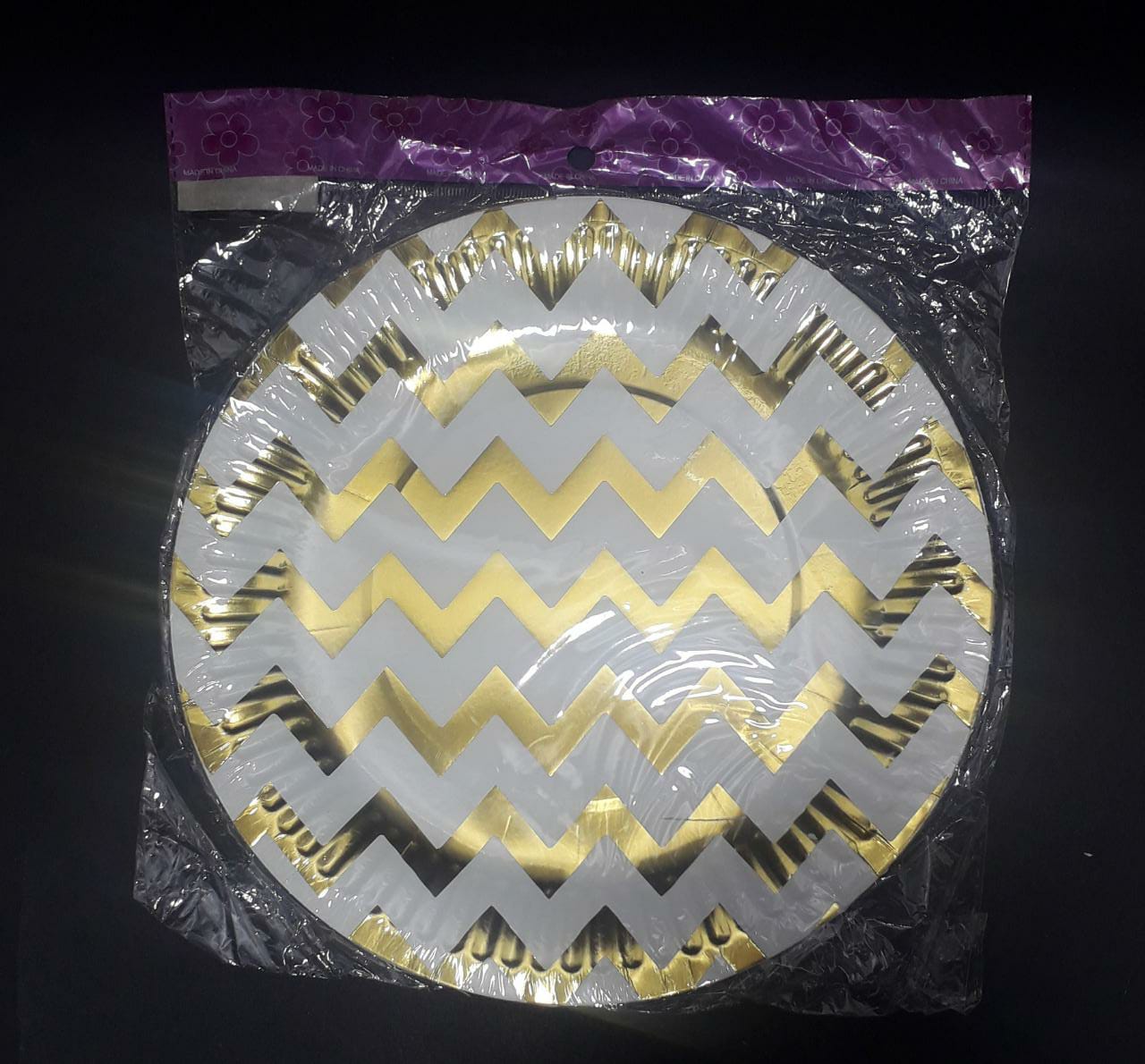 PLATO METALIZADO RAYAS DORADO BOLSA   2