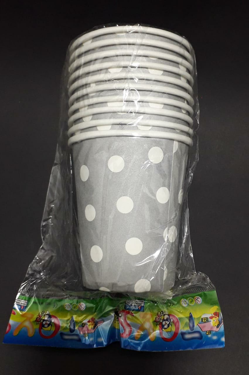 VASO PLATEADO PUNTOS MATE   x 10  7 ONZ