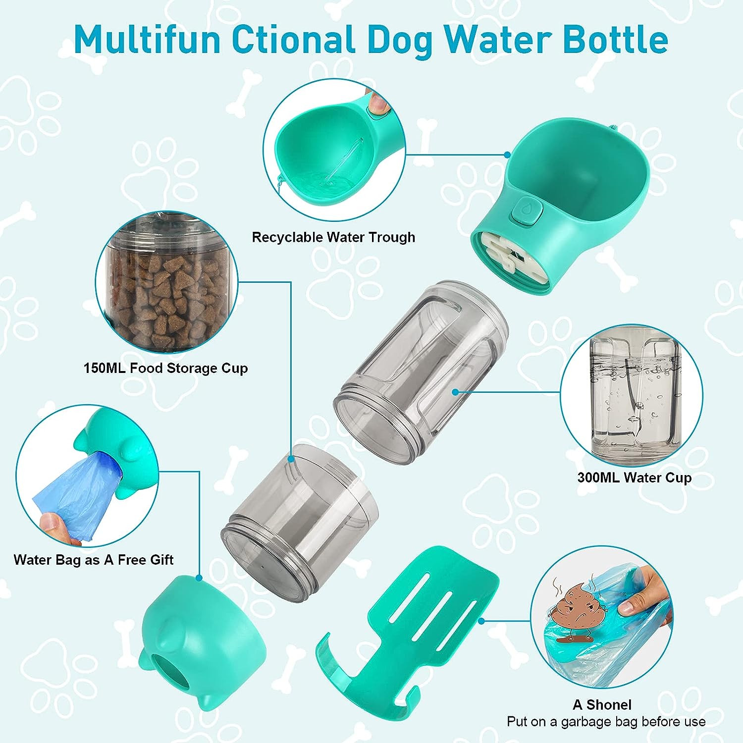 Botella multifuncional para mascotas