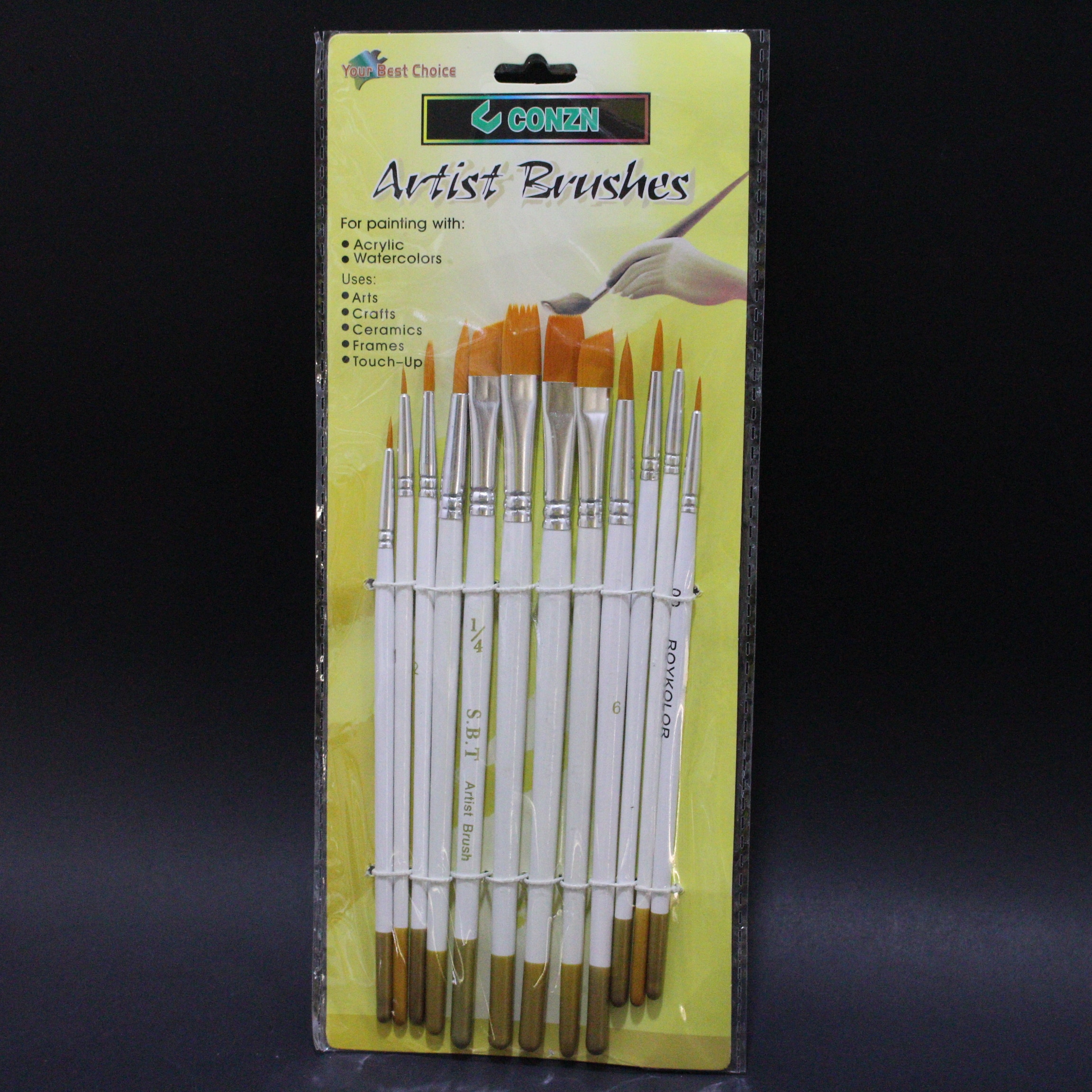 Set de pincel plano x 12 unidades