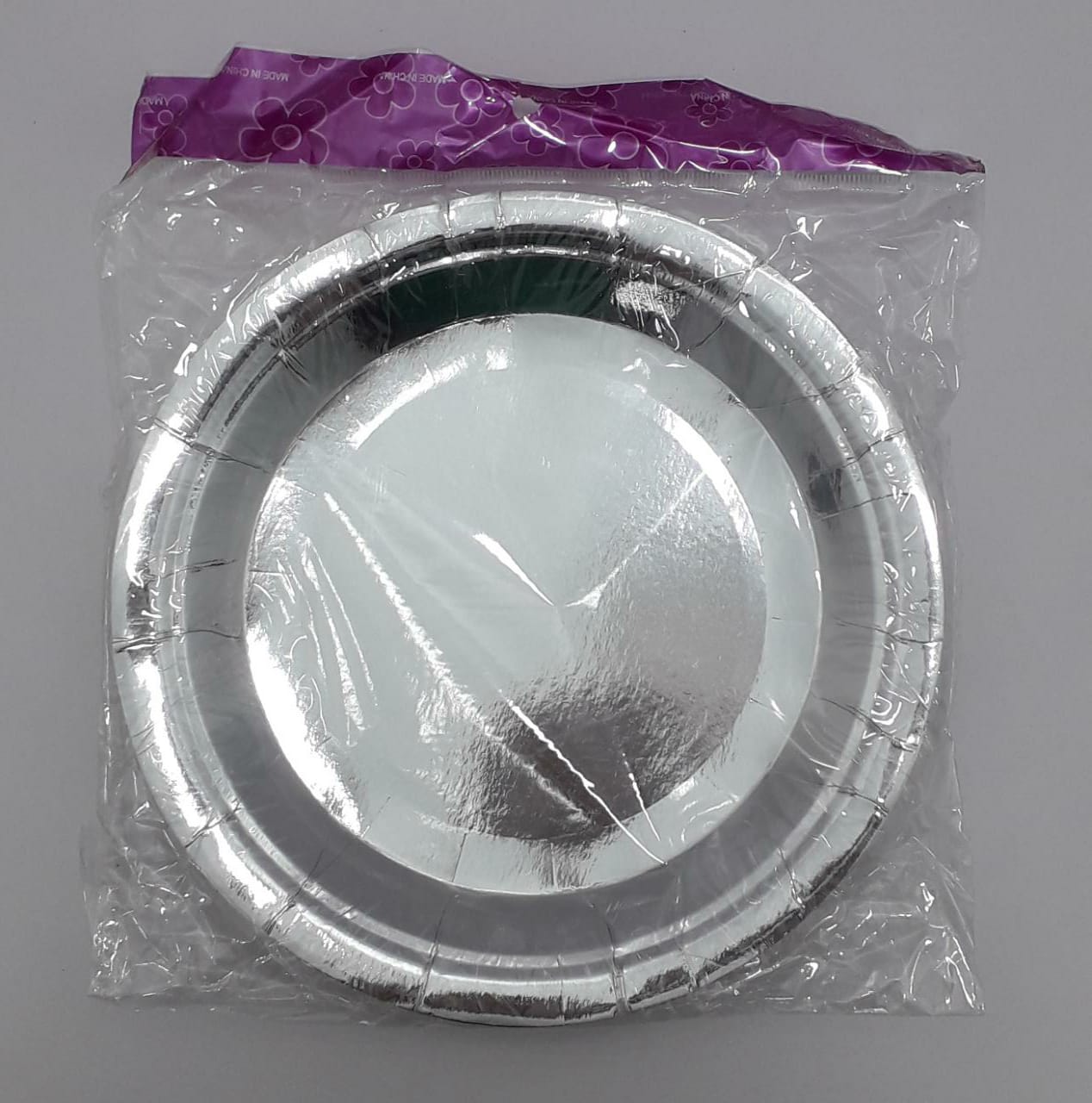 PLATO  METALIZADO PLATEADO  18CM  EN BO