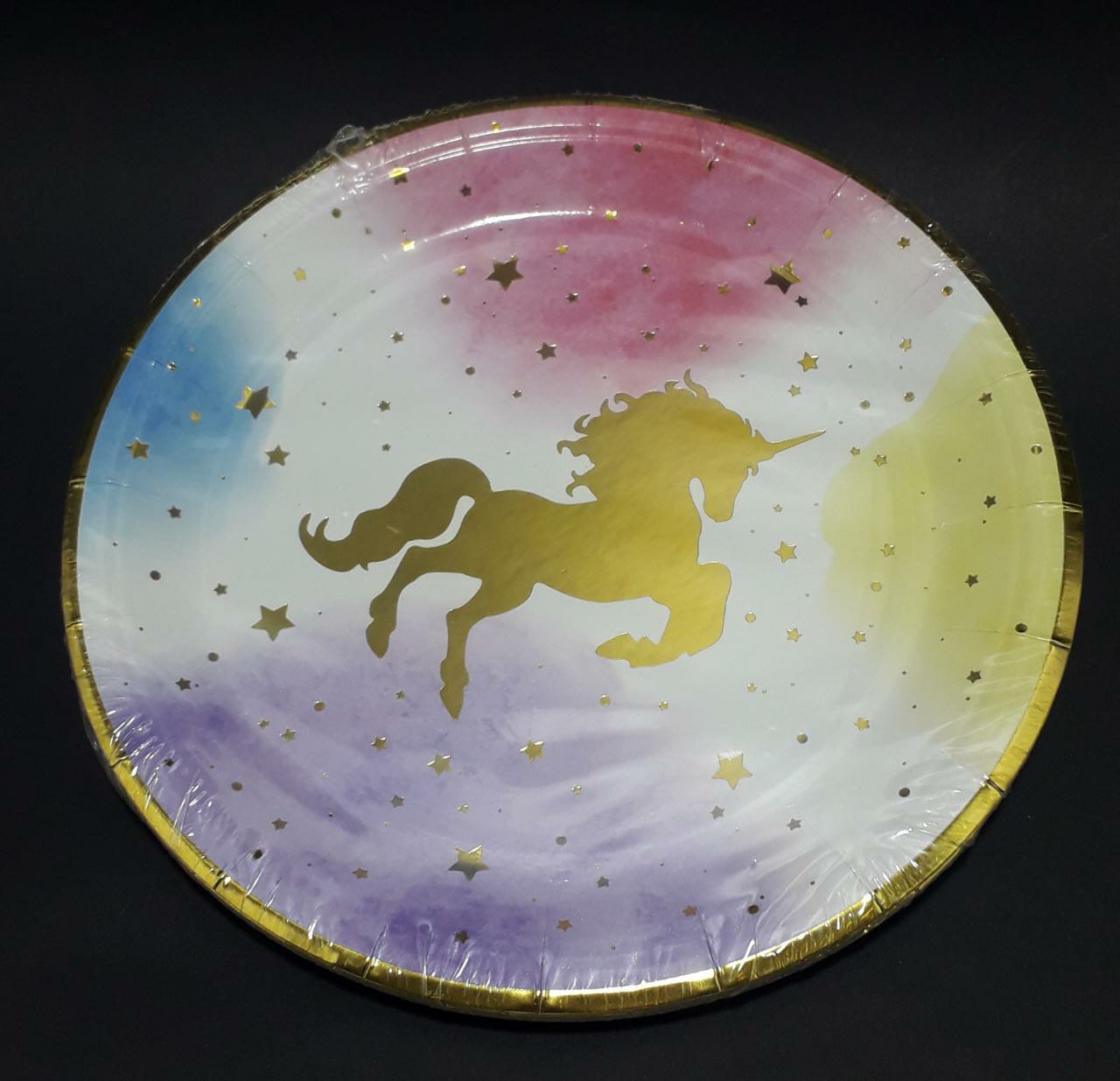 PLATO FIESTA UNICORNIO MANCHAS ESTRELLA