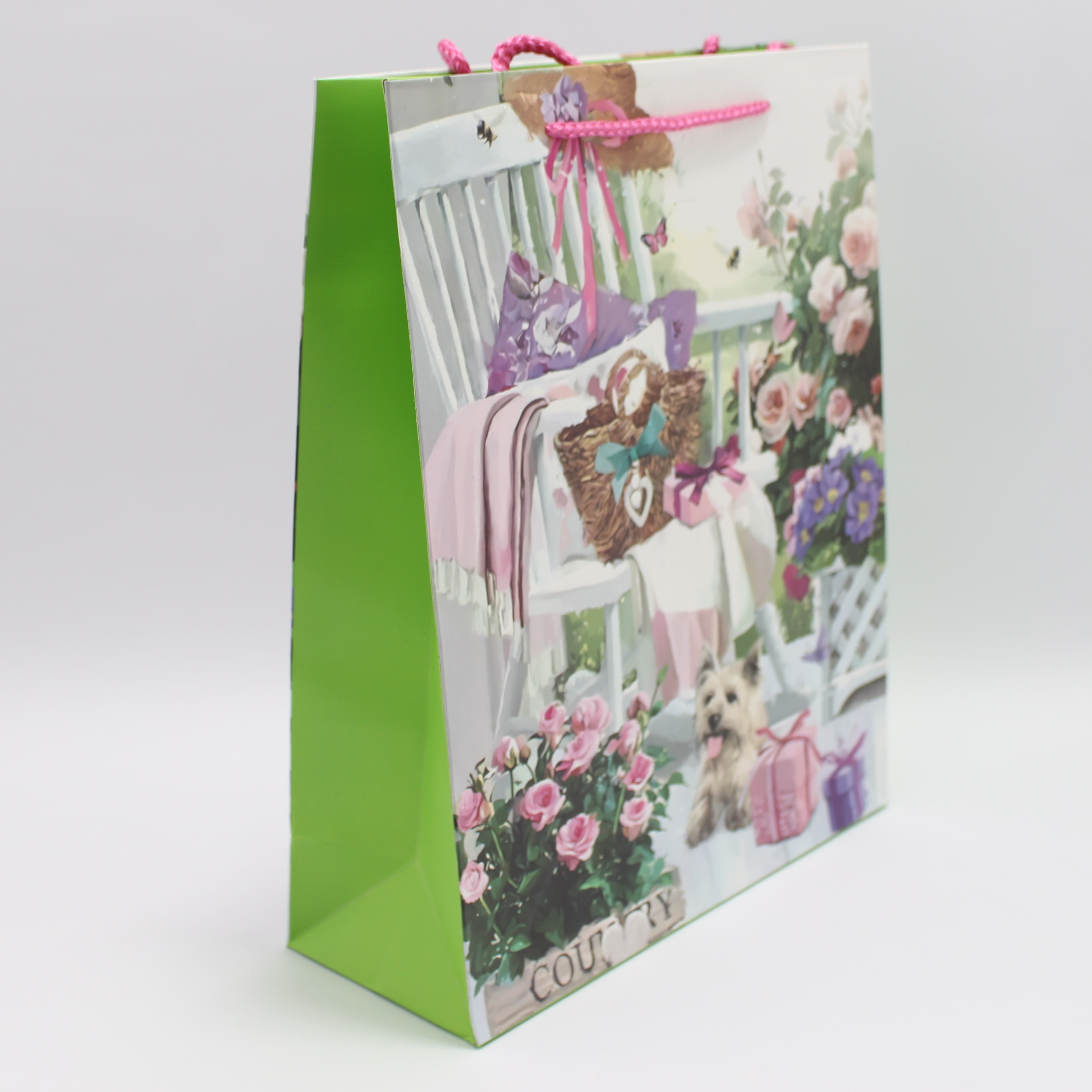 Bolsa de regalo flores con escarcha