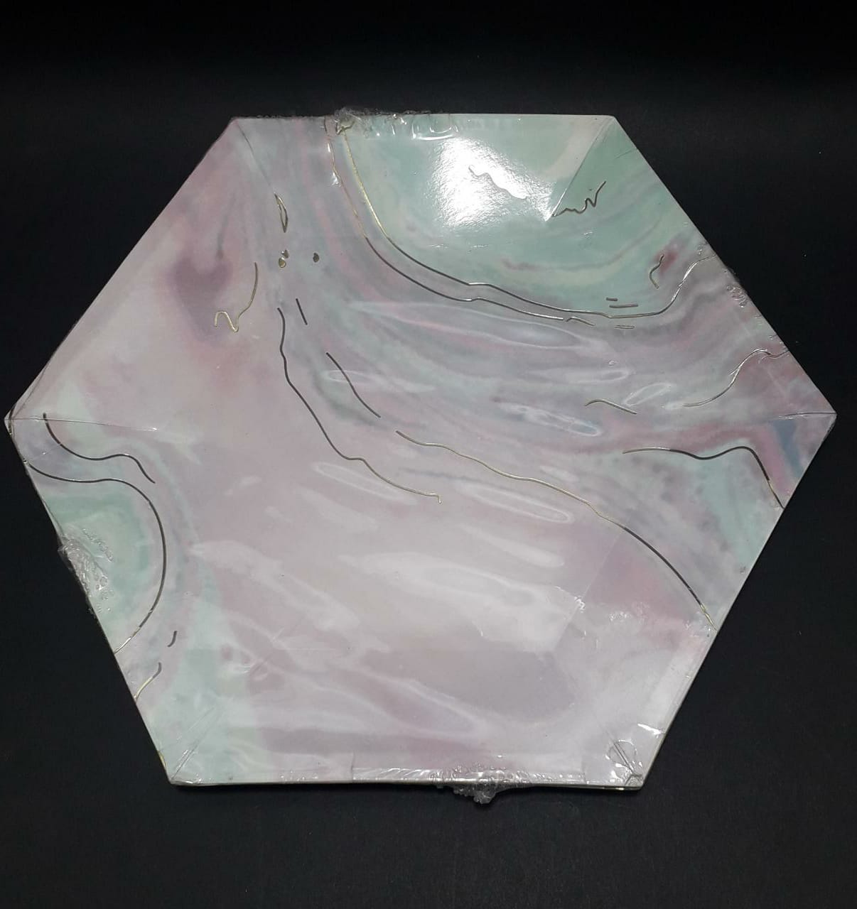 Plato x 10 Hexagonal degrade rosa grisf