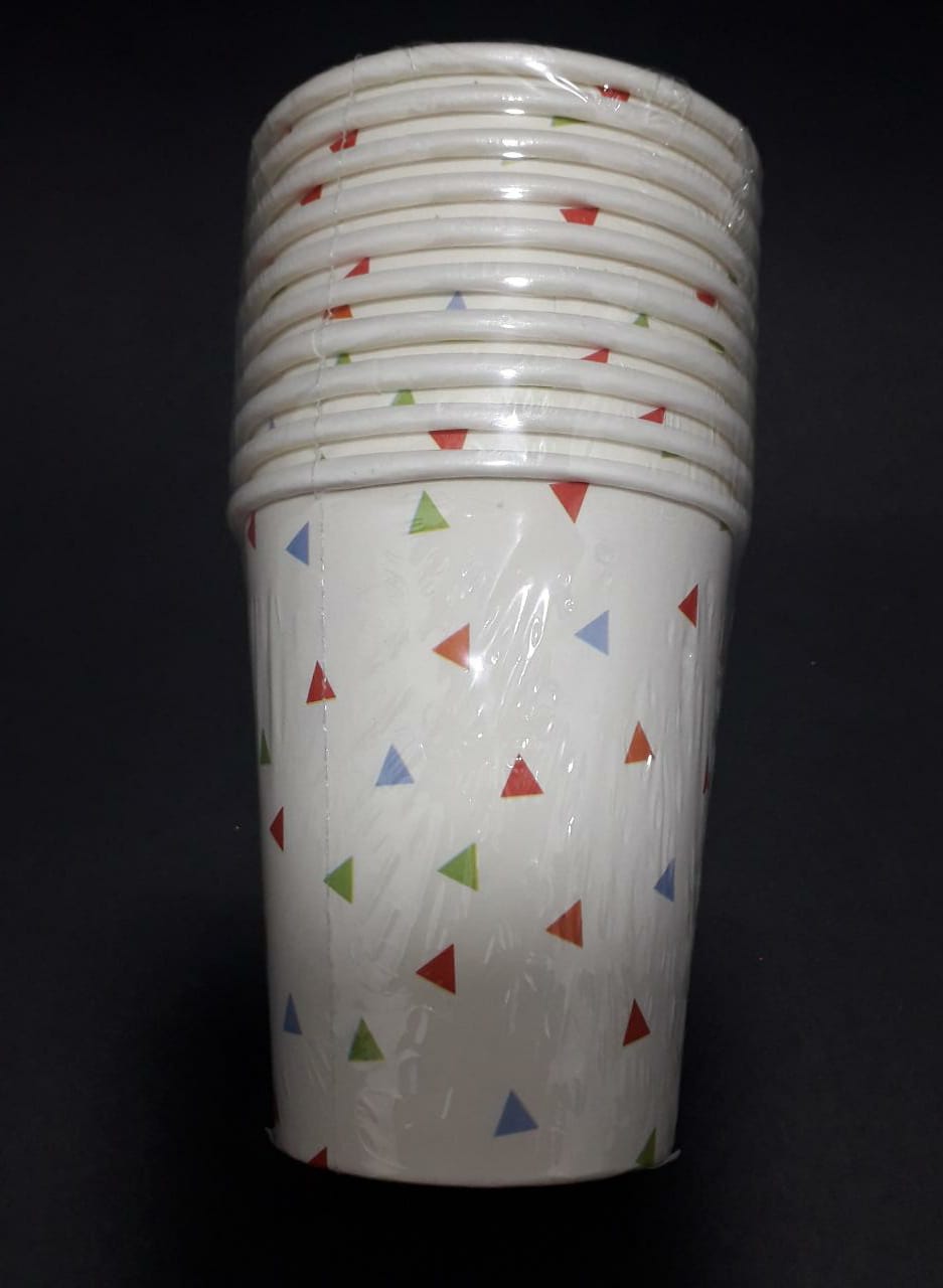 VASO  x 10   blanco  triangulo de color