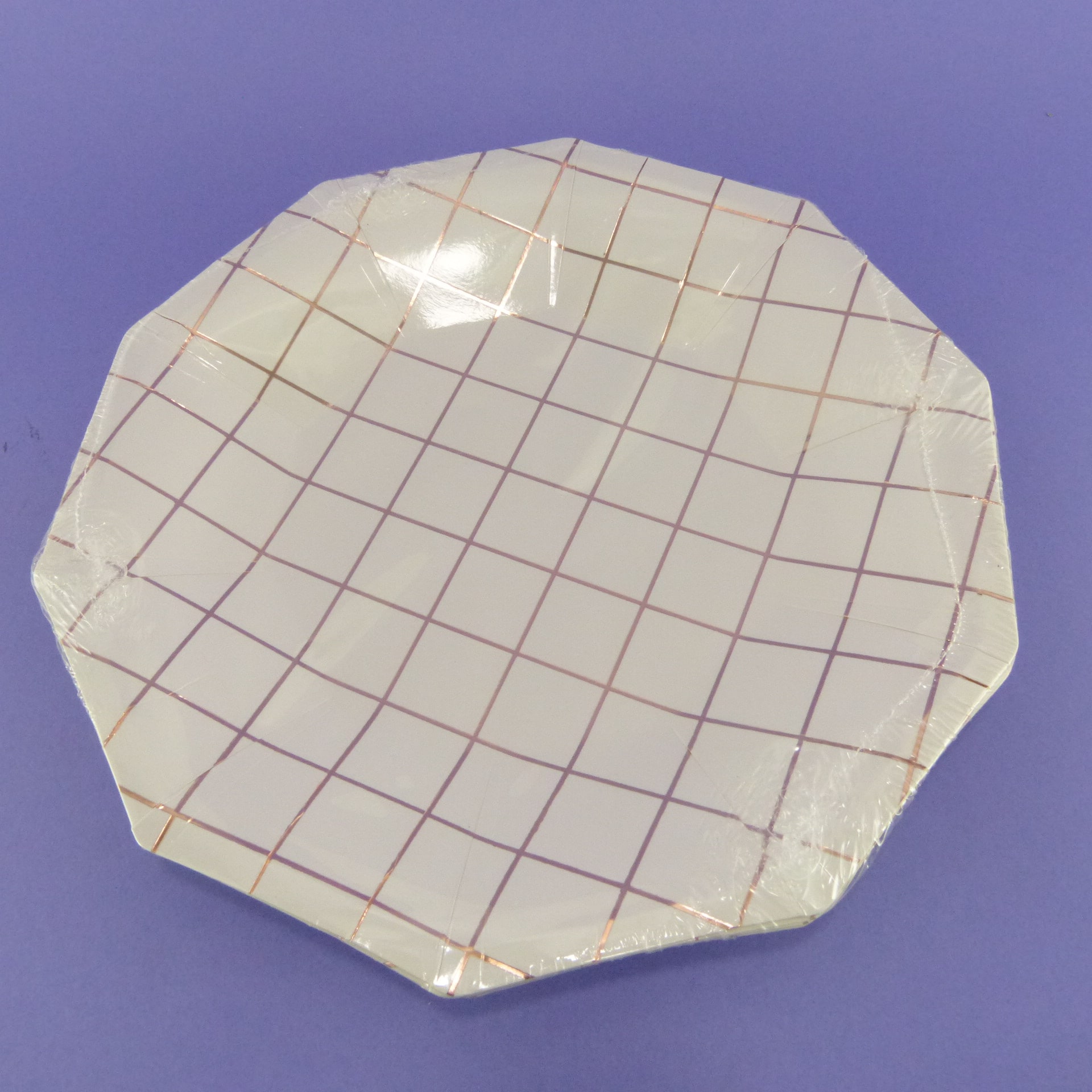 PLATO CUADROS BLANCO ORO ROSA DECAGONO