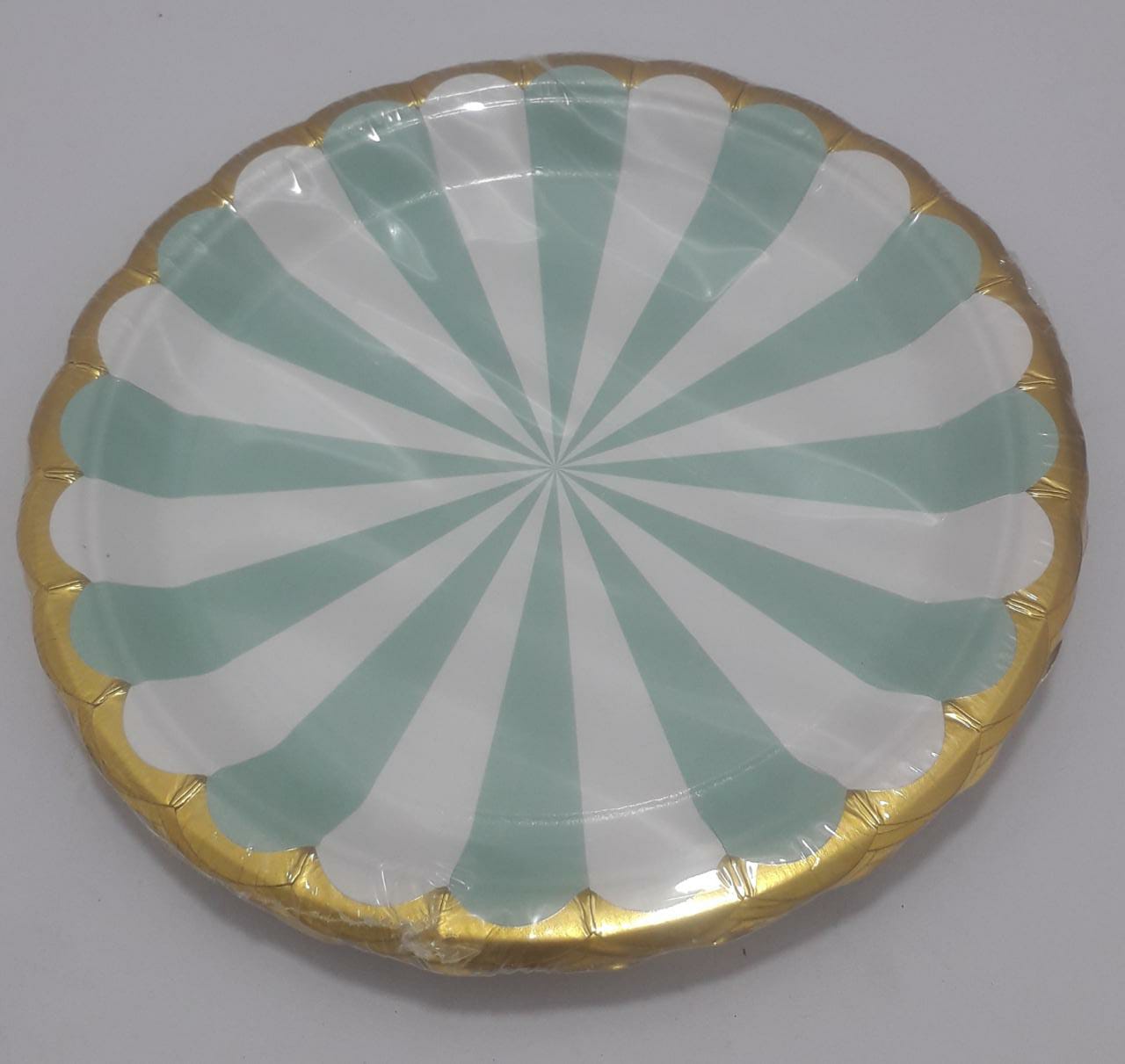 PLATO BLANCO Y VERDE OSCURO BORDE  DORA