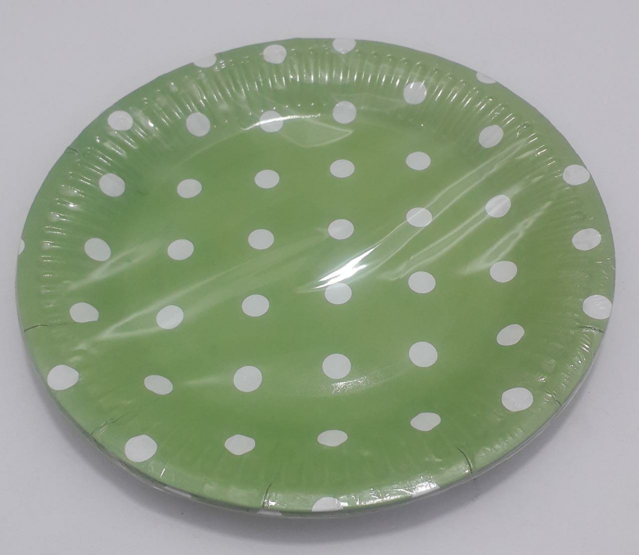 PLATO VERDE OSCURO PUNTOS BLANCOS  18CM