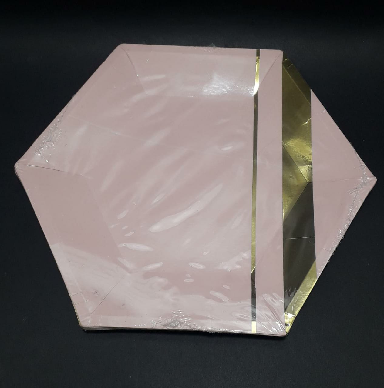 PLATO X 10 HEXAGONAL ROSADO EORADO