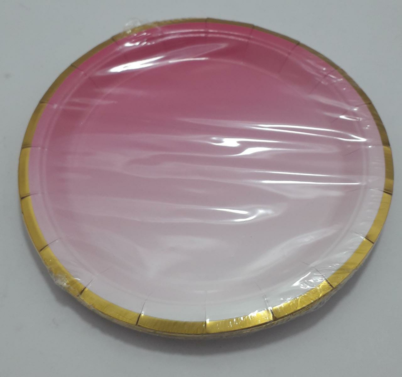 PLATO  FUCSIA  BORDE DORADO  23 CM