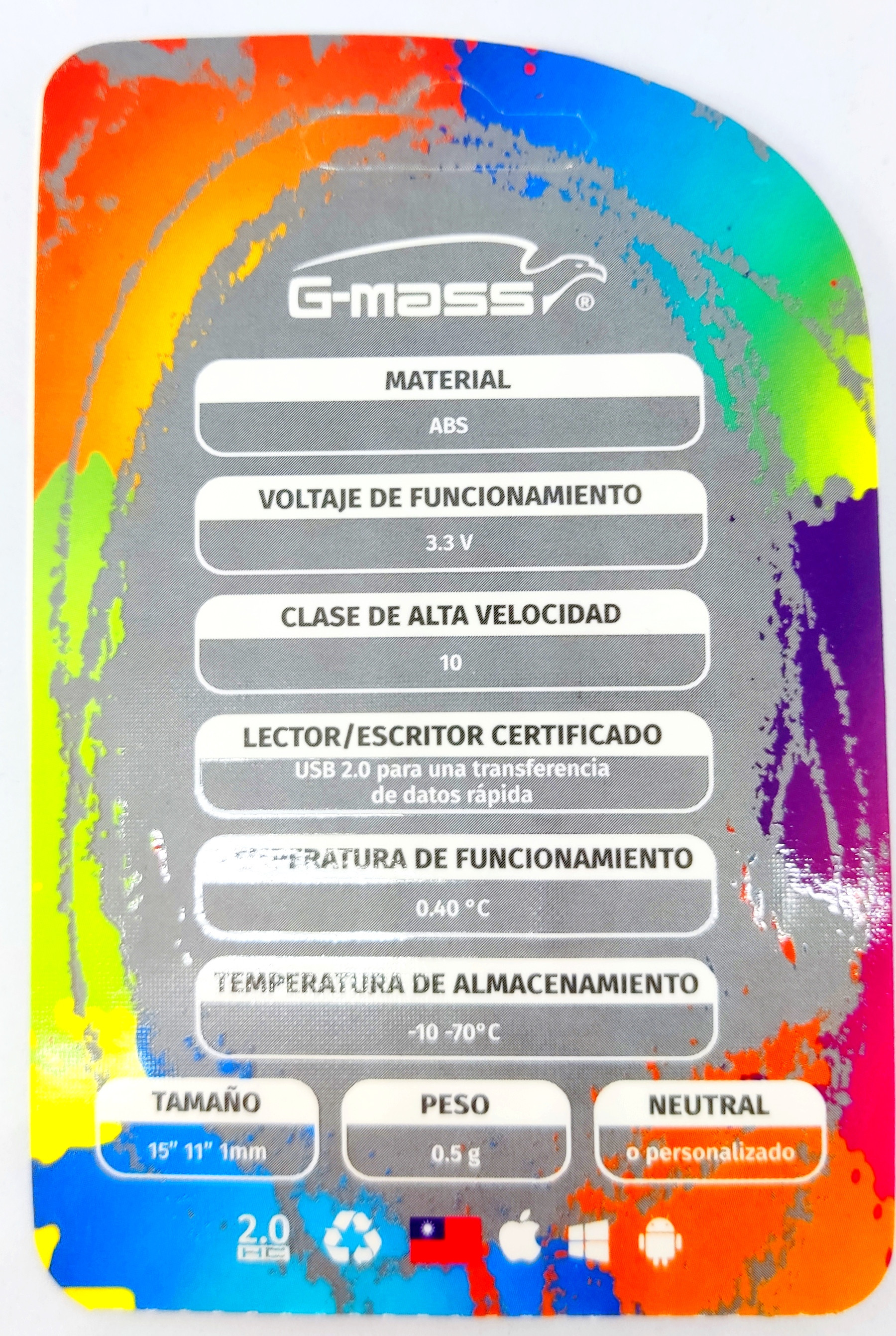 MEMORIA MICRO SD DE 16G MARCA G-MASS