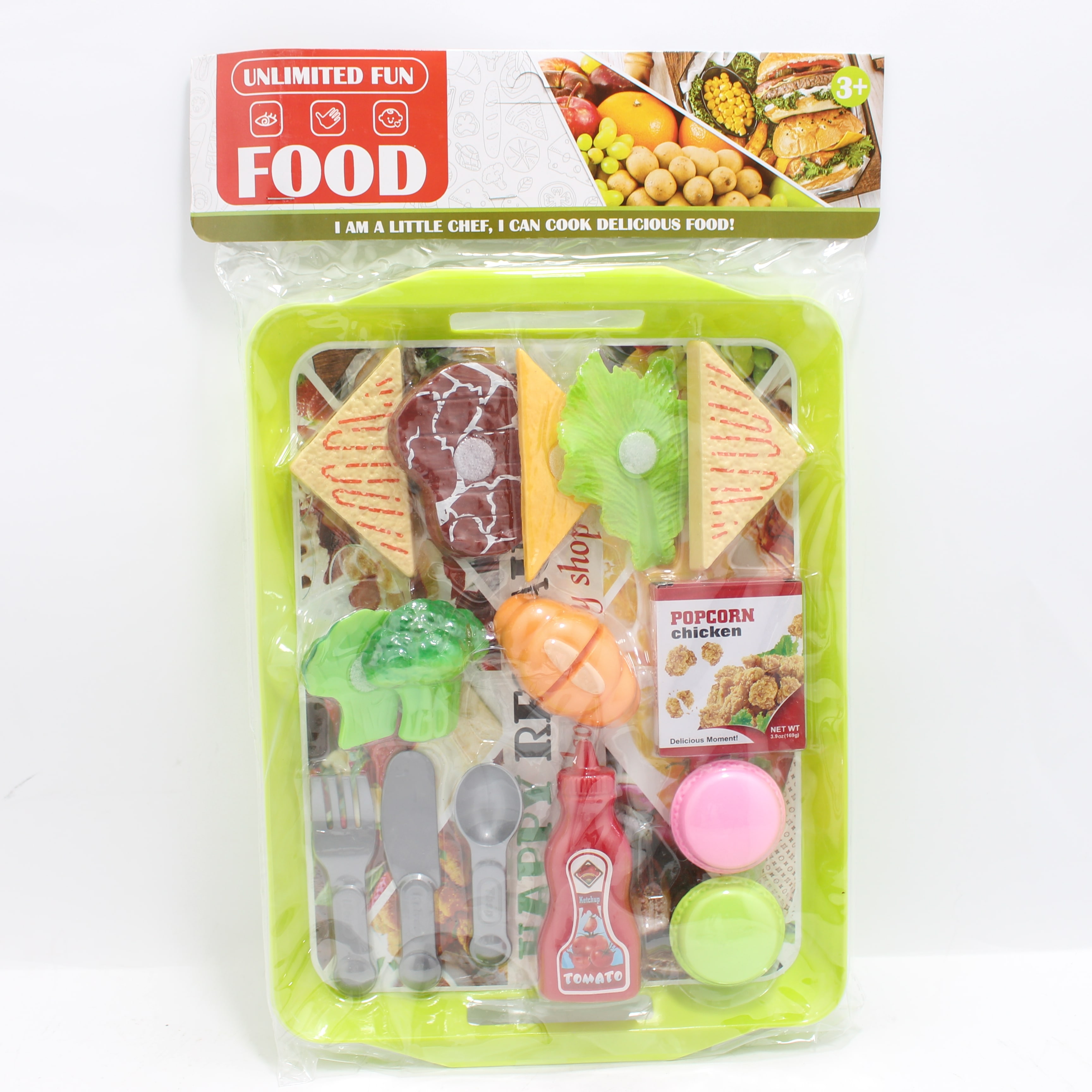 Bandeja de cocina con alimentos de plás