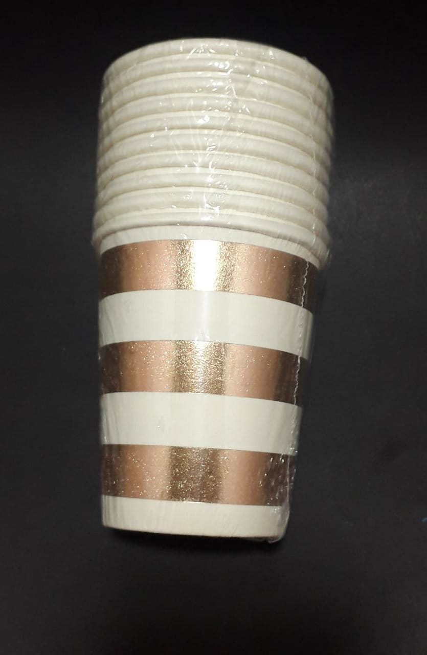 VASO  x 10    oro rosa AROS con blanco