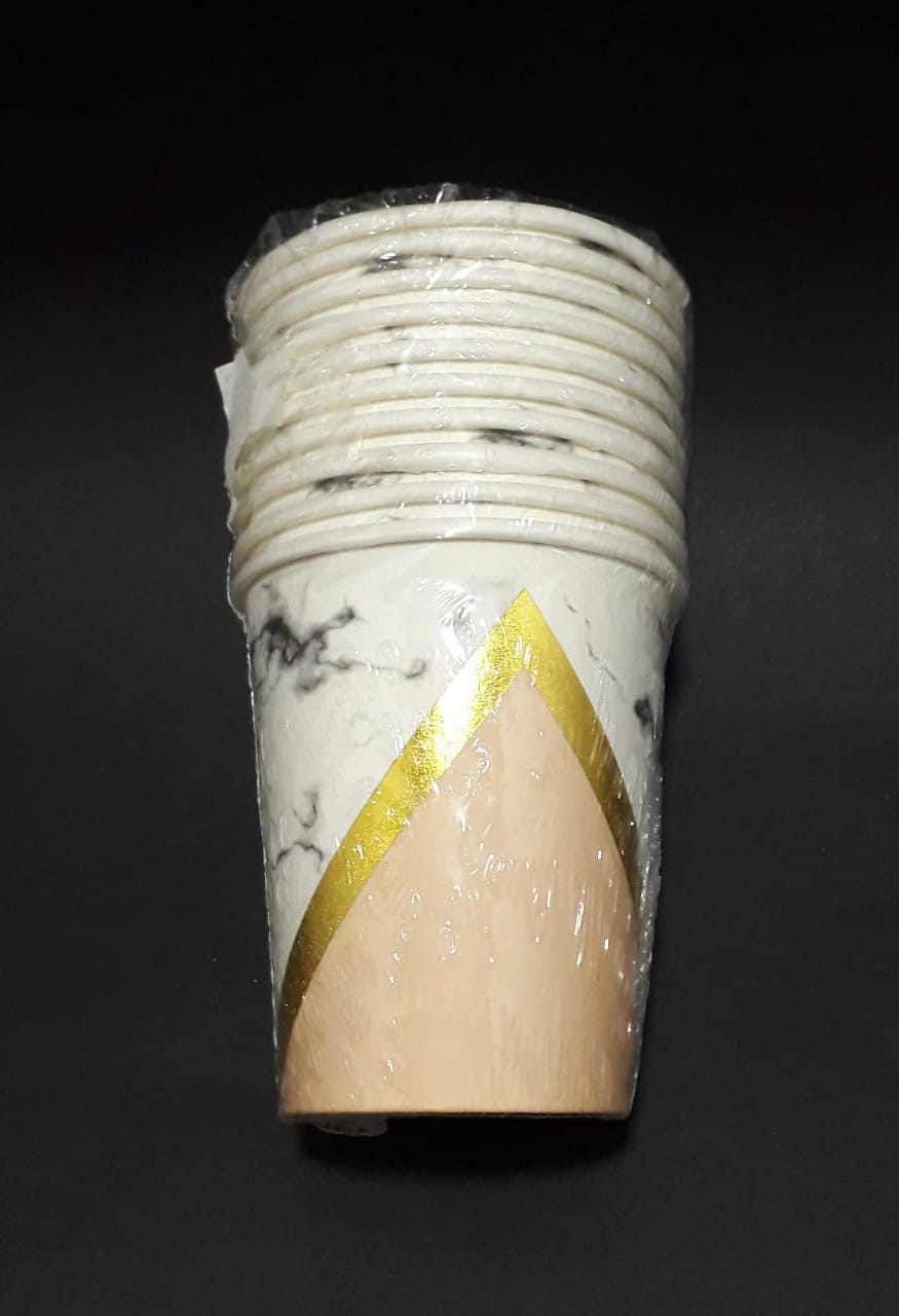 VASO  x 10   blanco humo beige franja d