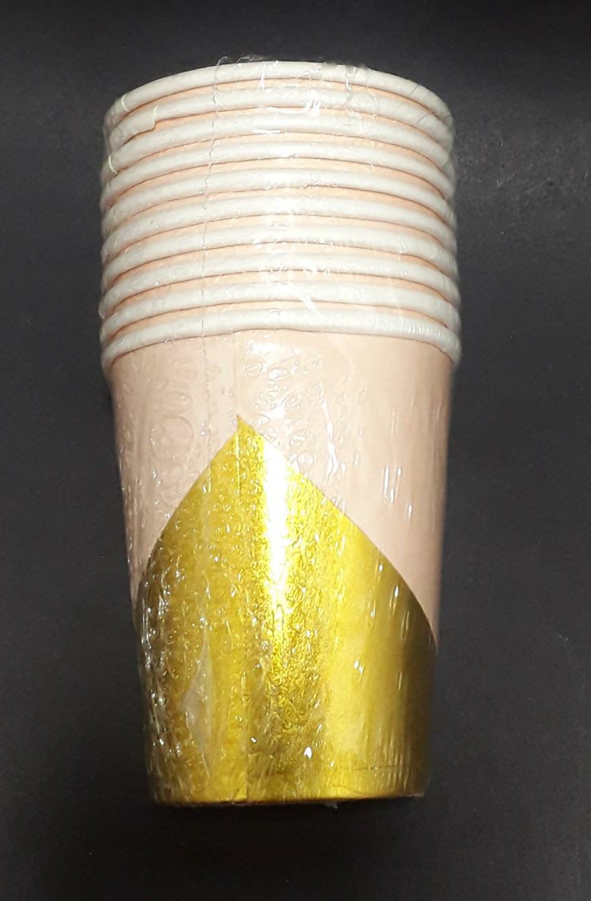 VASO  X 10   ROSADO Y  DORADO  7- ONZ