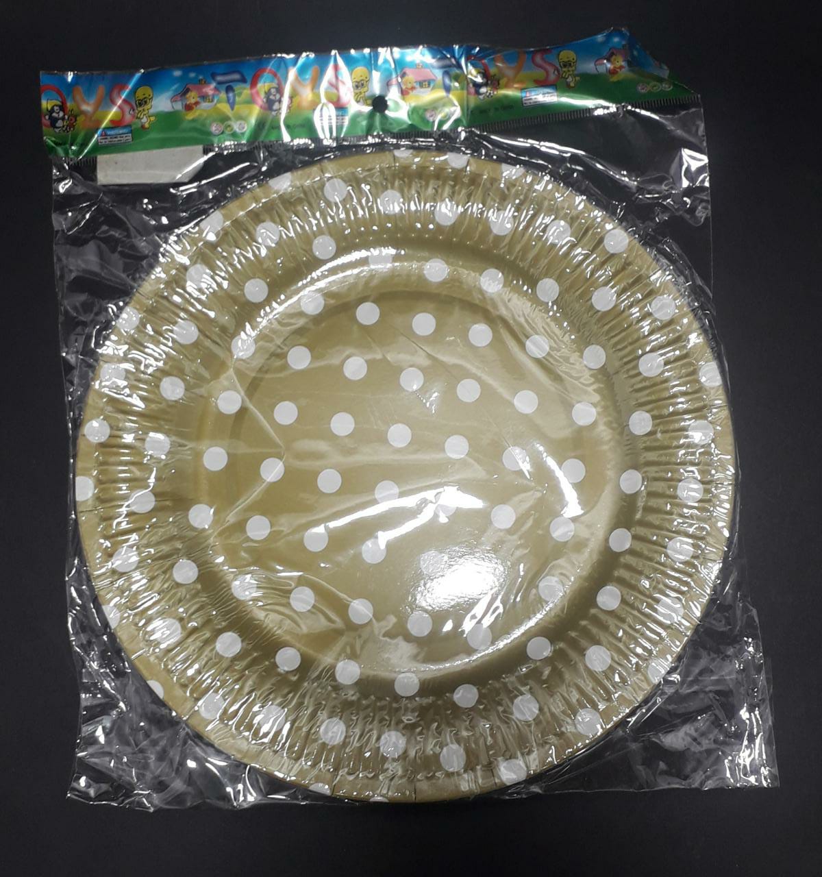 PLATO CARTON DORADO MATE PUNTOS  BOLSA