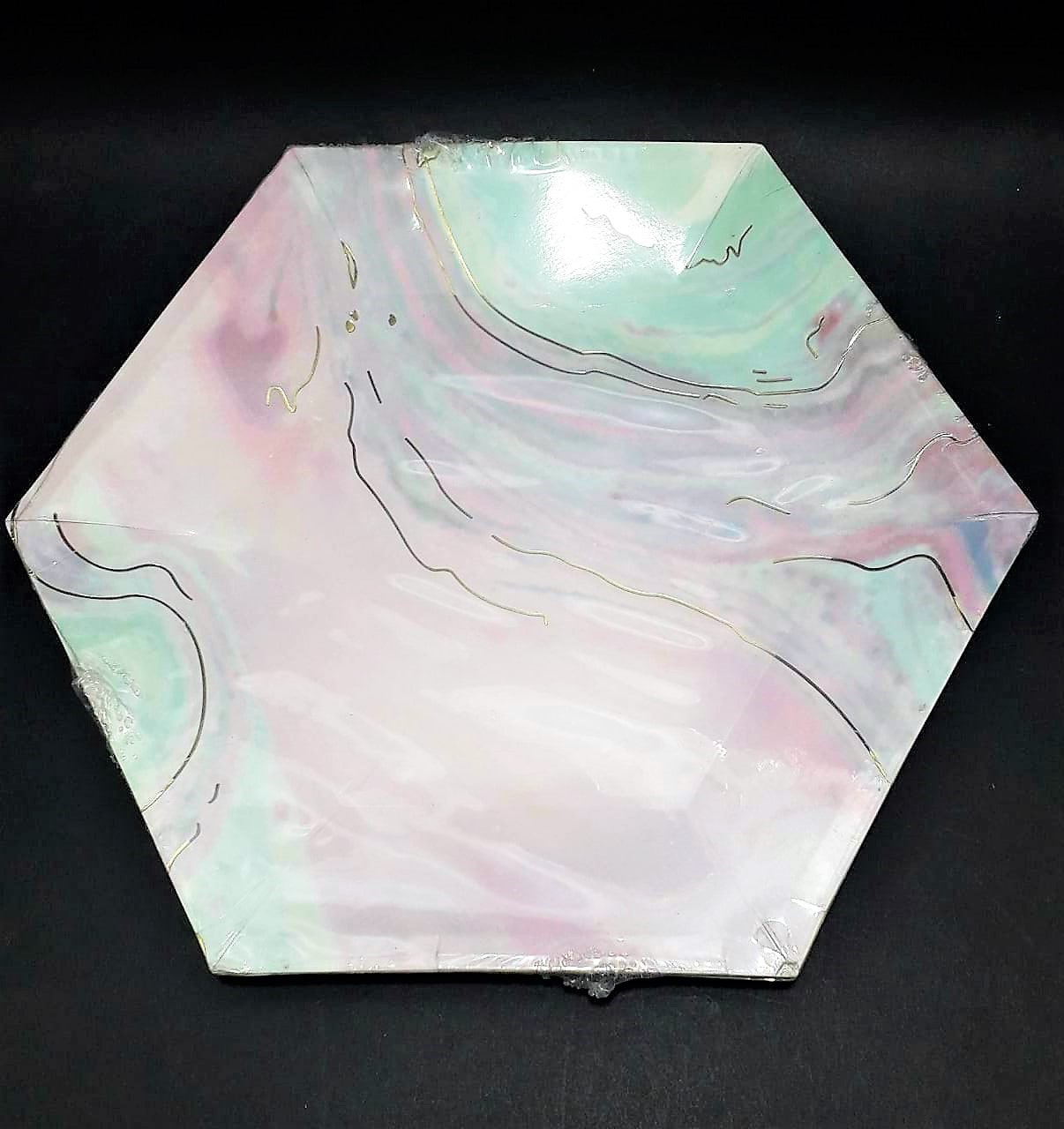 Plato x 10 Hexagonal degrade rosa grisf