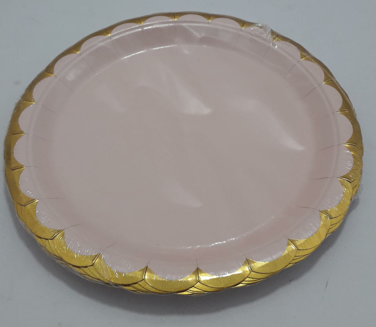 PLATO PALO DE ROSA BORDE DORADO  23 CM