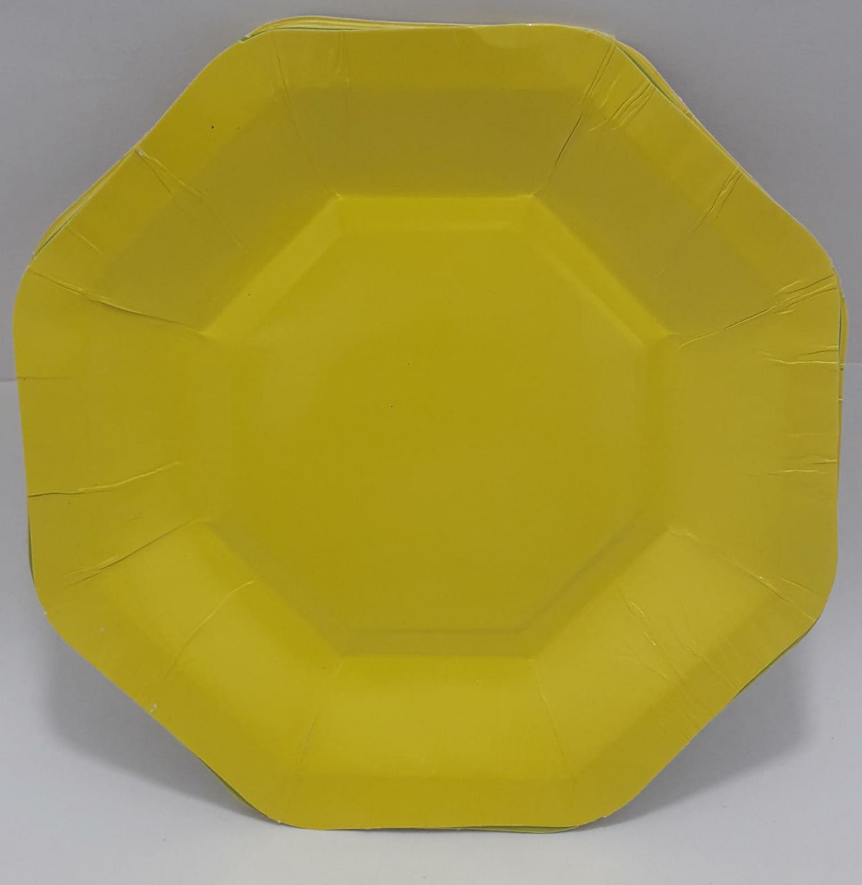 PLATO HEXAGONAL AMARILLO 18CM  X10 UNU