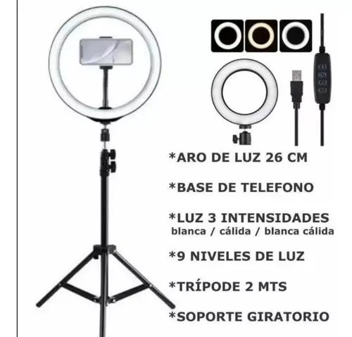 ARO DE LUZ 26 CM + TRIPODE+SOPORTE